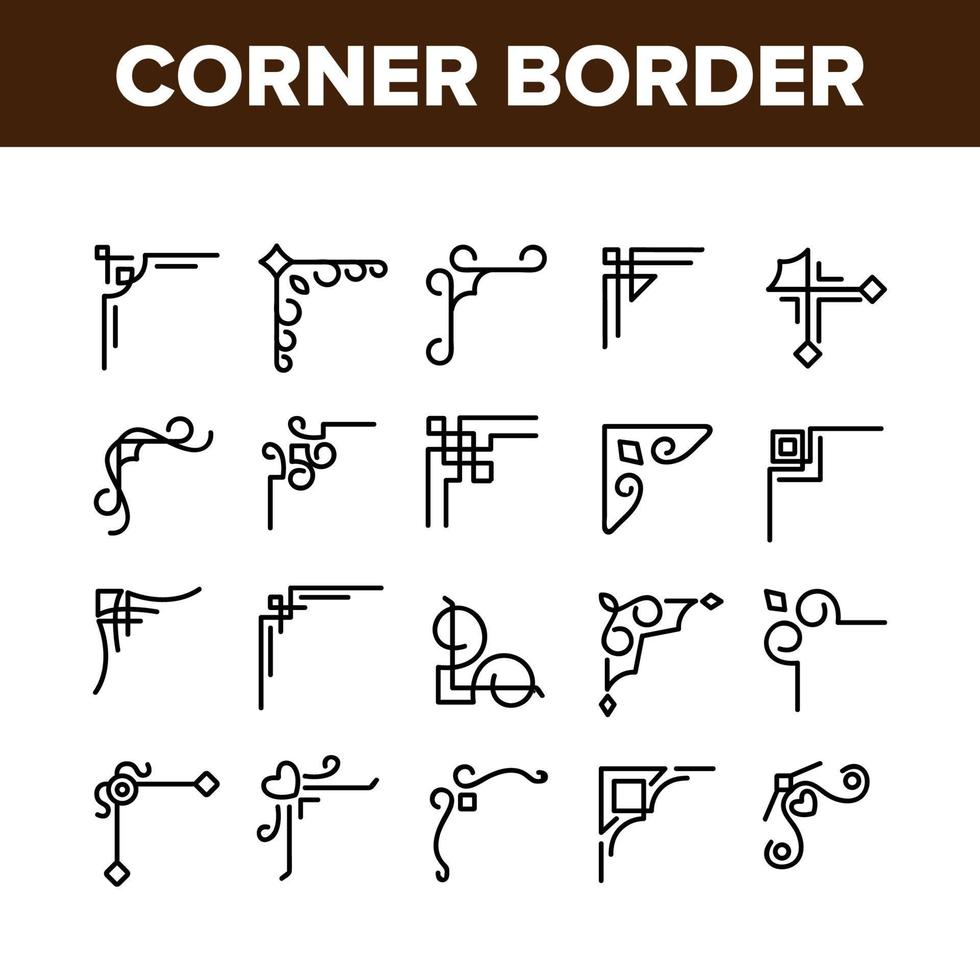 Corner Border Collection Elements Icons Set Vector