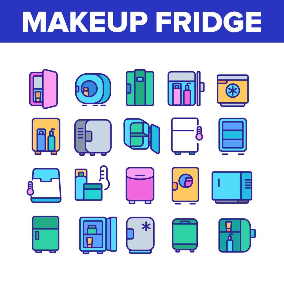 Makeup Fridge Tool Collection Icons Set Vector