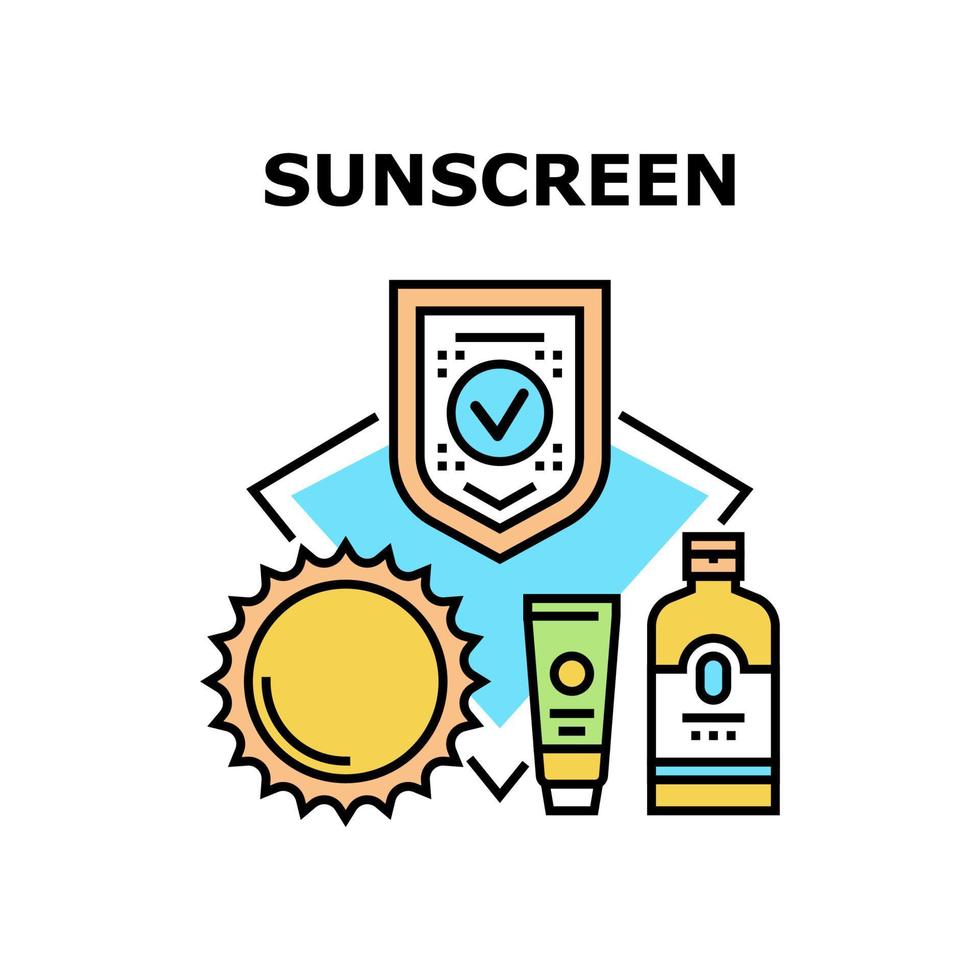 ilustración de color de concepto de vector de crema de protección solar