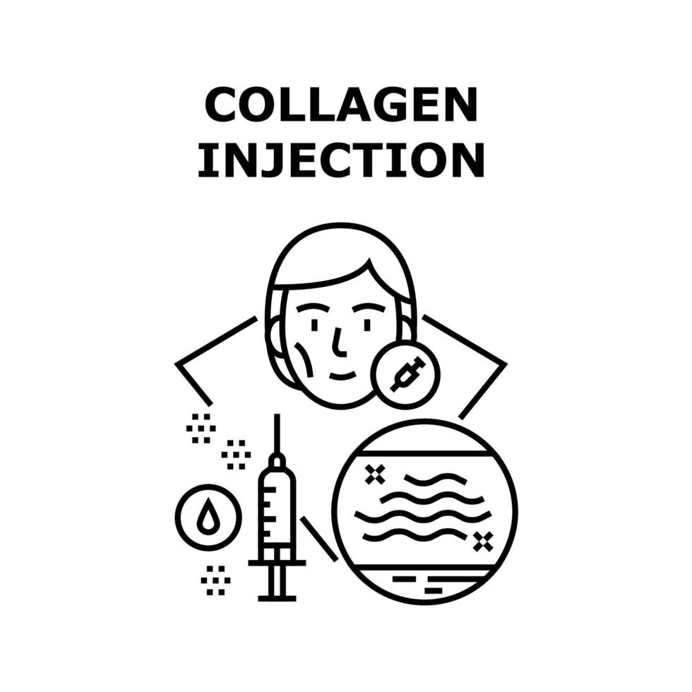 Collagen Injection Concept Black Illustration vector