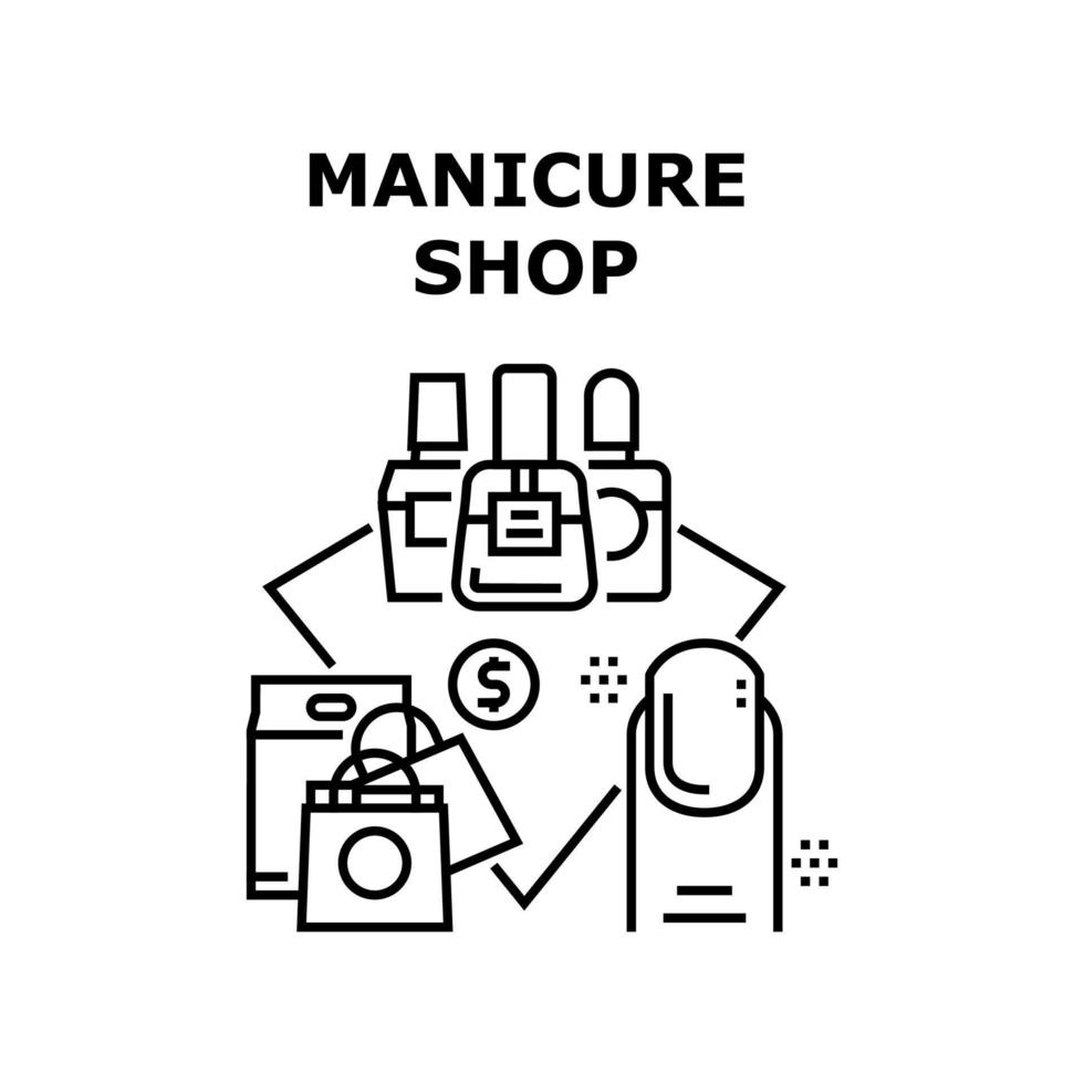 manicura tienda vector concepto negro ilustración