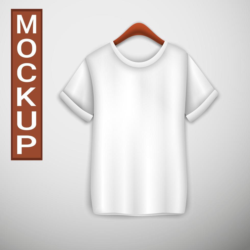 maqueta realista. camiseta en una percha. vector