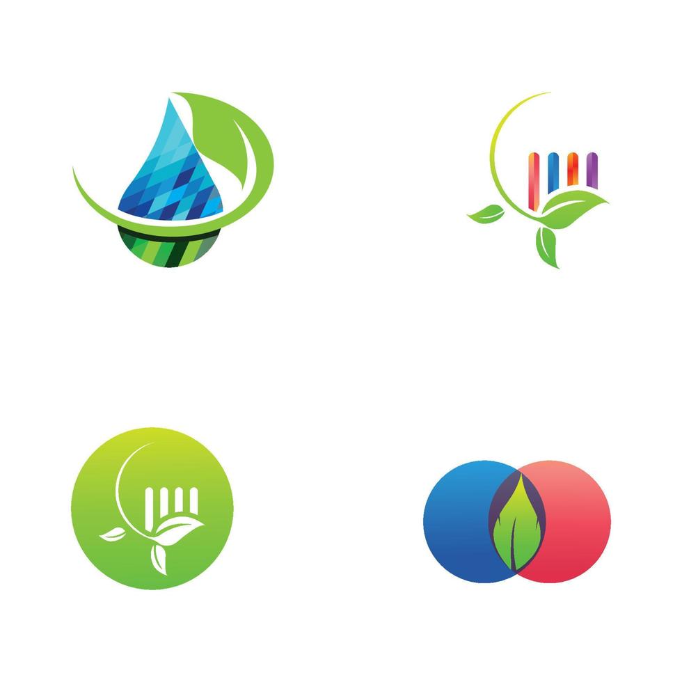 Green leaf logo. Vector design of gardens, plants and nature.