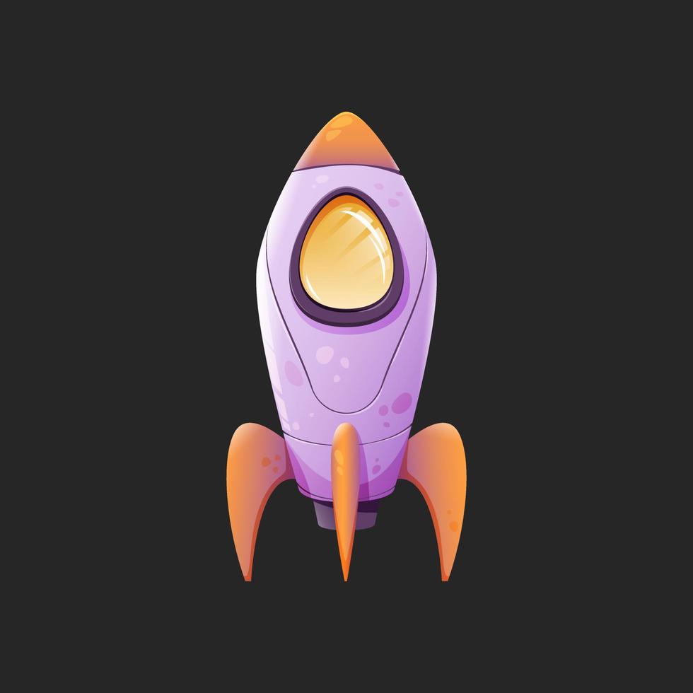 Cartoon rocket. Isolated on a dark background. vector