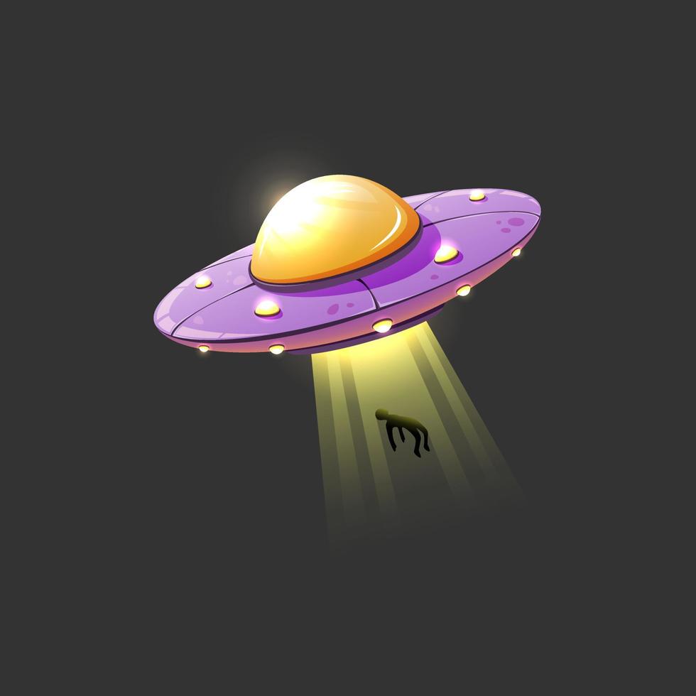 Cartoon UFO. An alien ship. vector