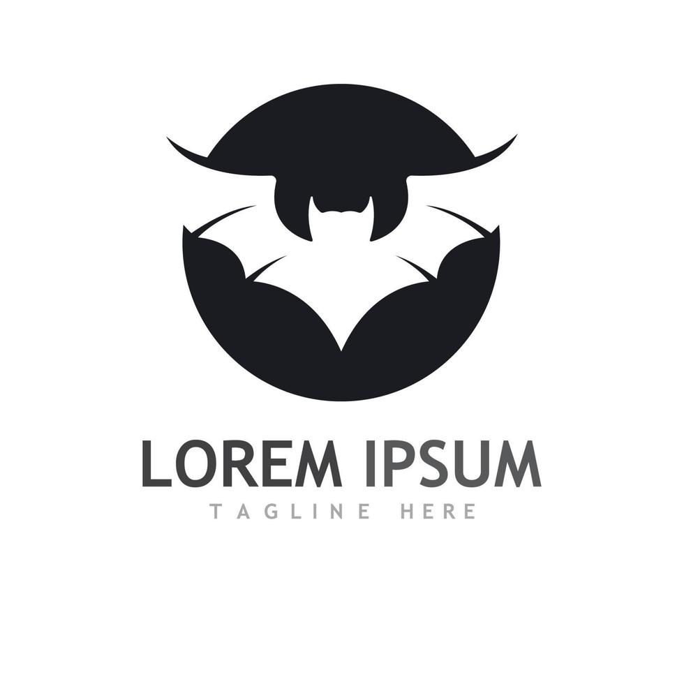 Silhouette logo of bat animal  simple flying mammal. vector