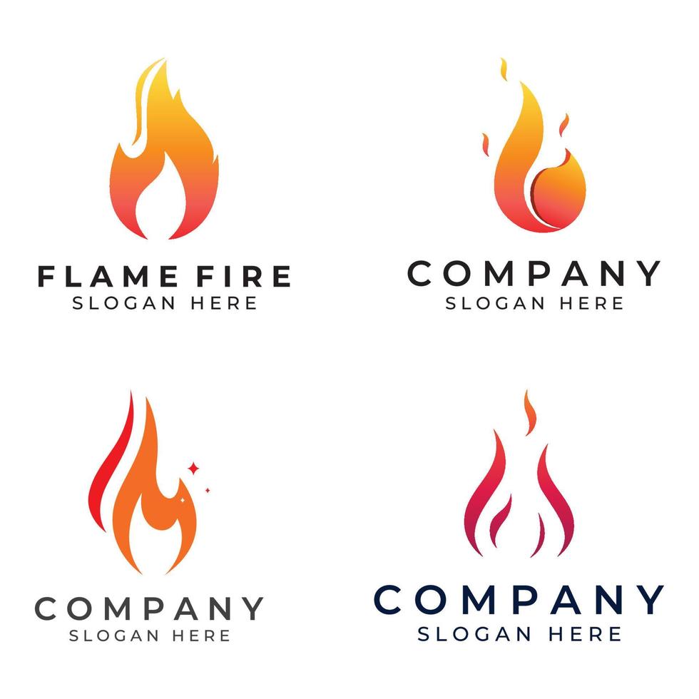 logotipo de fuego o llama, logotipo de bola de fuego y brasas. utilizando un concepto de diseño de plantilla de ilustración vectorial. vector