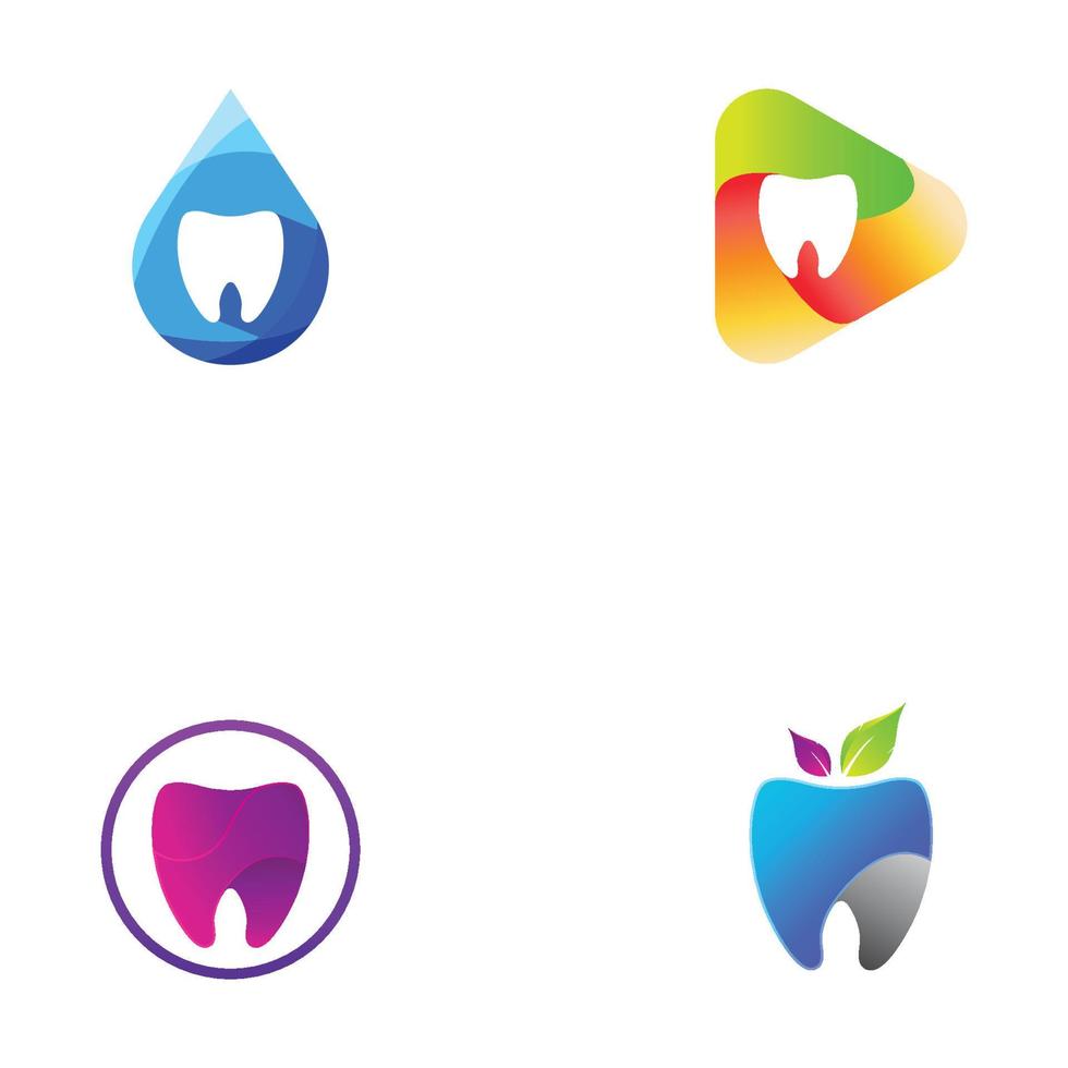 logotipo dental, cuidado dental y salud dental. ilustración de plantilla vectorial. vector