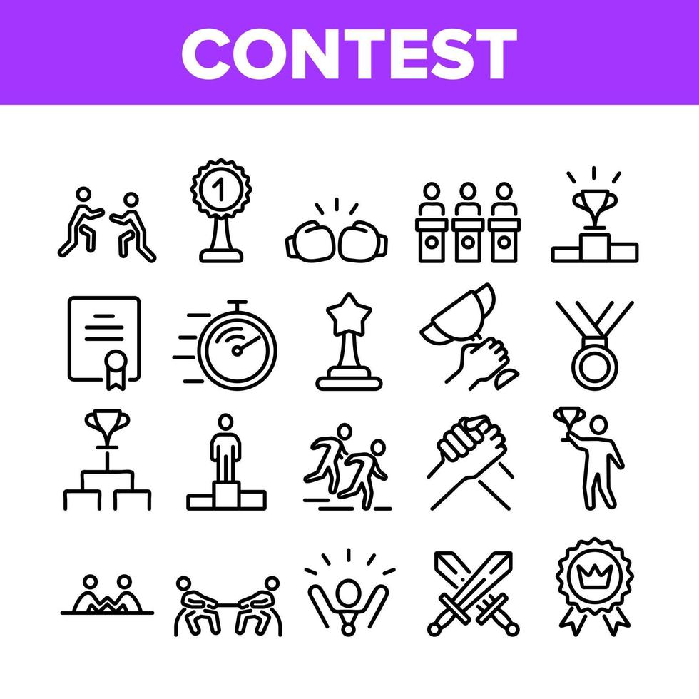 Contest Sport Activity Collection Icons Set Vector