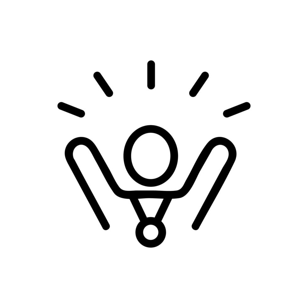 rejoicing winner with hands up icon vector outline illustration