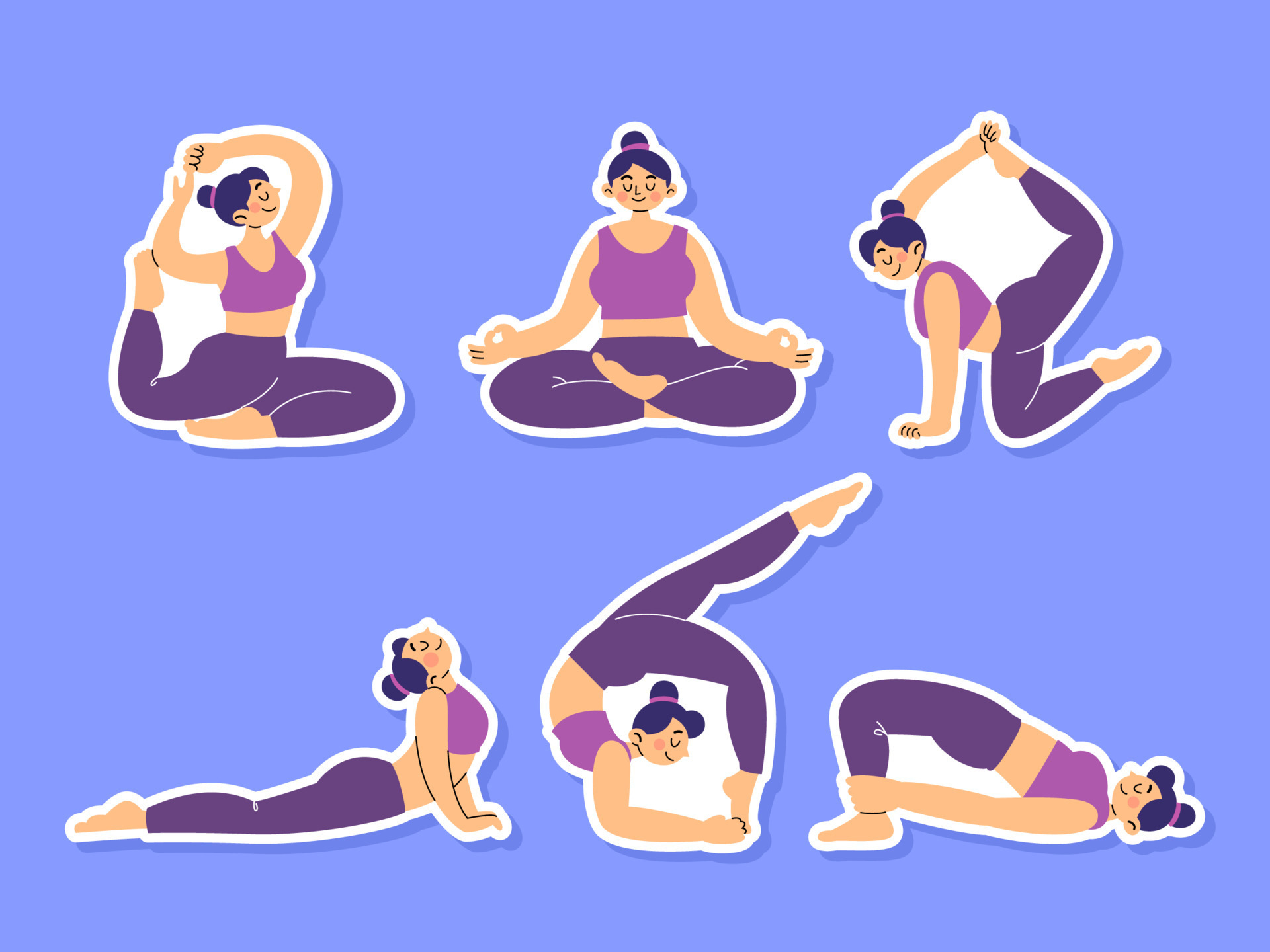 Set of Yoga Stickers 9965599 Vector Art at Vecteezy