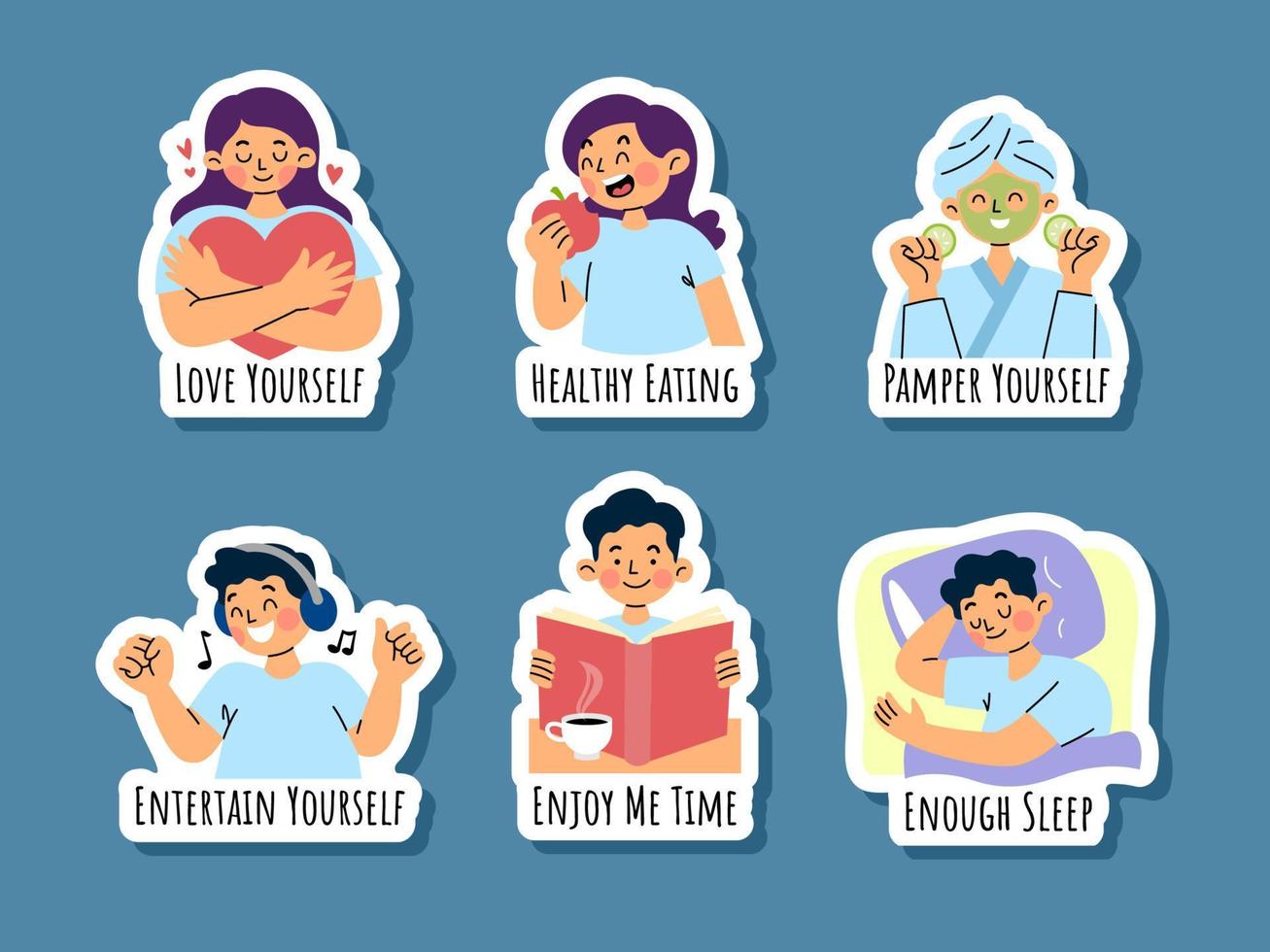 Self Care Stickers Set vector