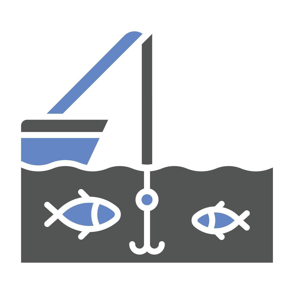 estilo de icono de pesca en alta mar vector