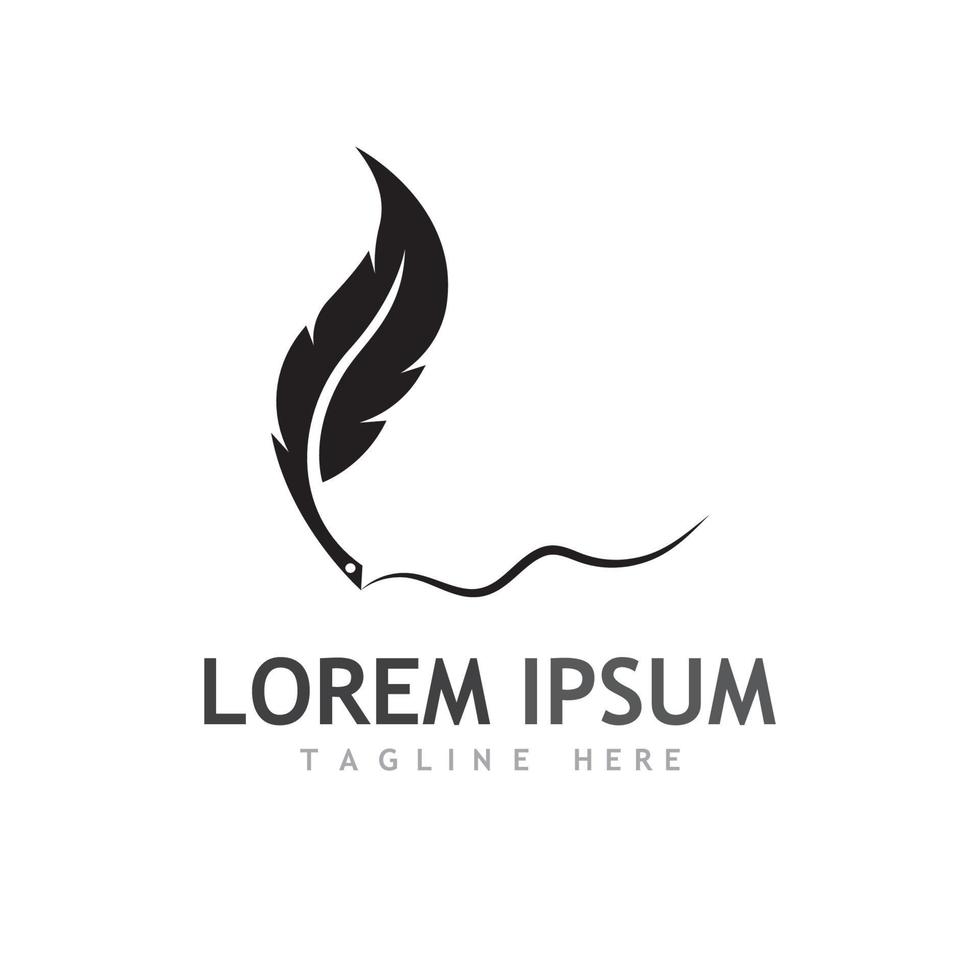 Feather logo, feather pen logo and law firm feather logo vector design.