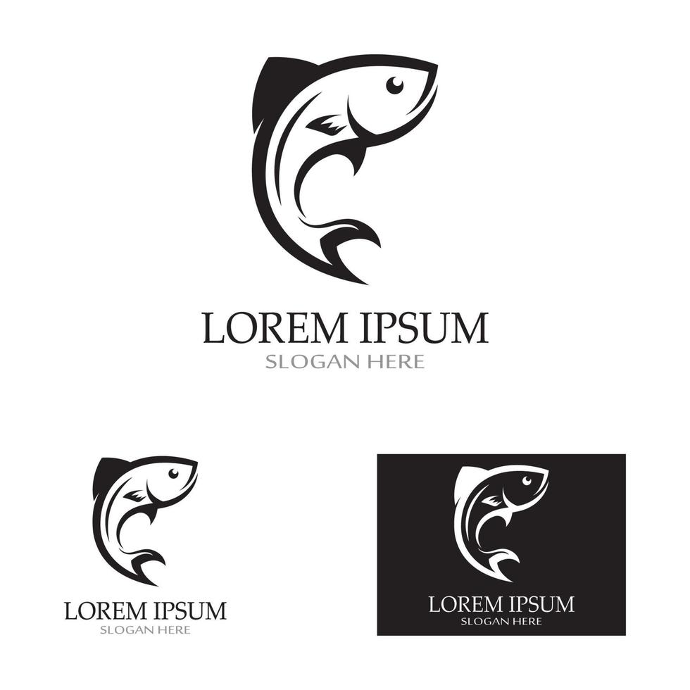 plantilla de logotipo de diseño de icono abstracto de pescado, símbolo de vector creativo de club de pesca o tienda en línea.