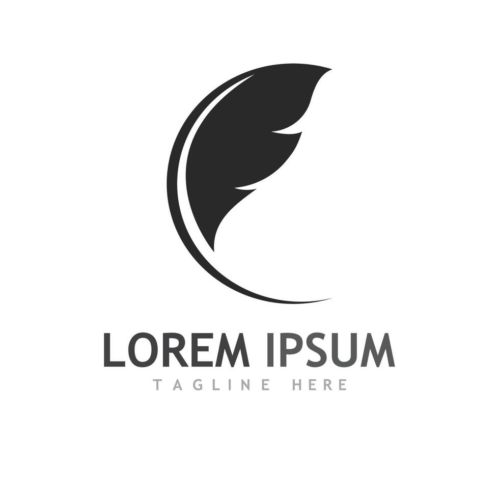 Feather logo, feather pen logo and law firm feather logo vector design.