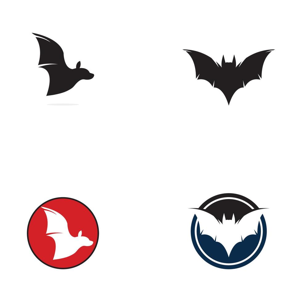 Silhouette logo of bat animal  simple flying mammal. vector