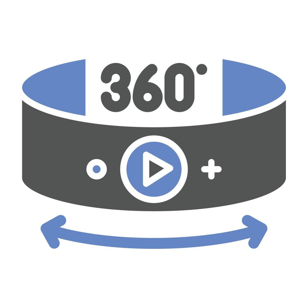 estilo de icono de video de 360 grados vector