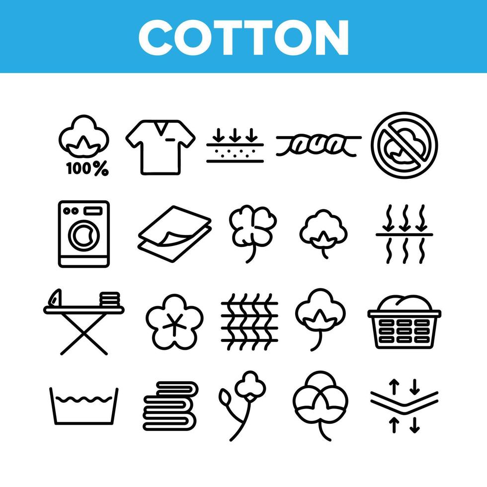 Cotton Fabric Collection Elements Icons Set Vector