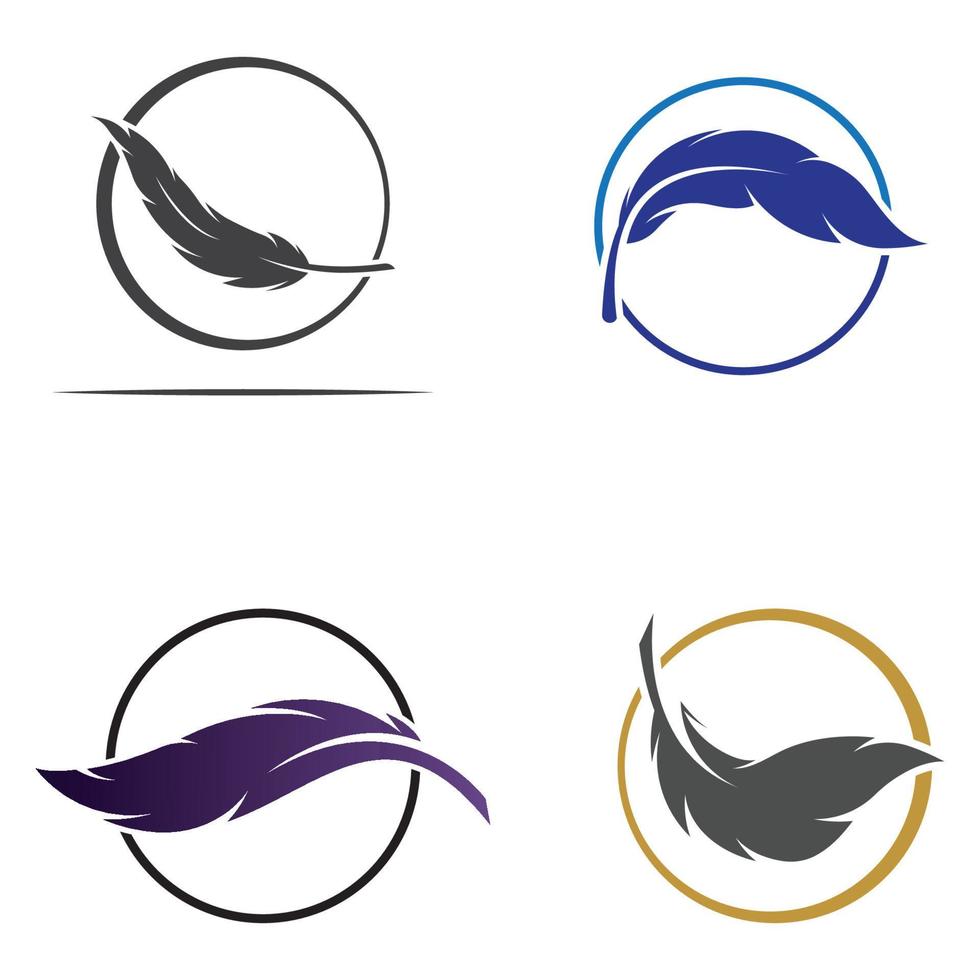 Feather pen Logo template vector