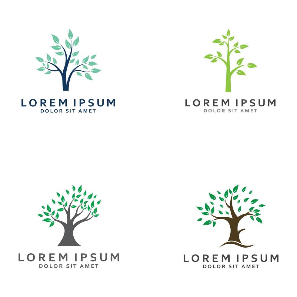 Living tree logo design, using a vector illustration template concept.