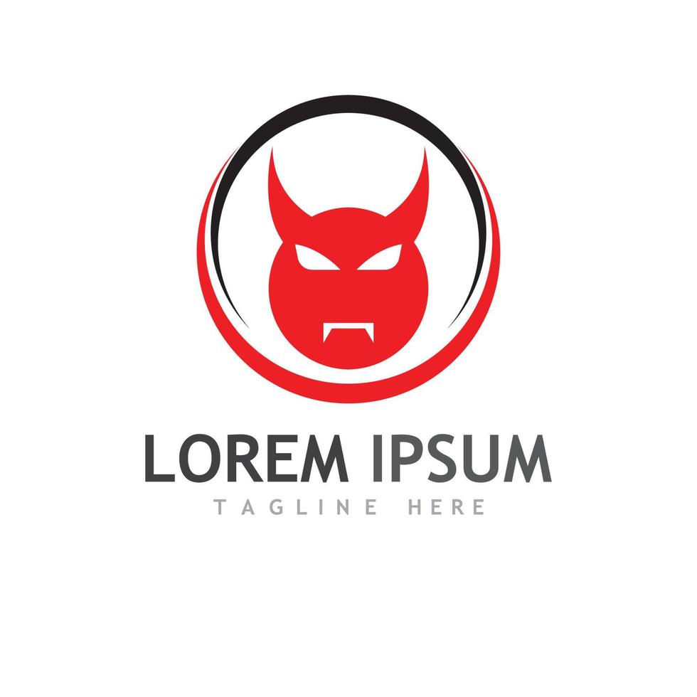 Devil logo with wings and horns using vector design concept.