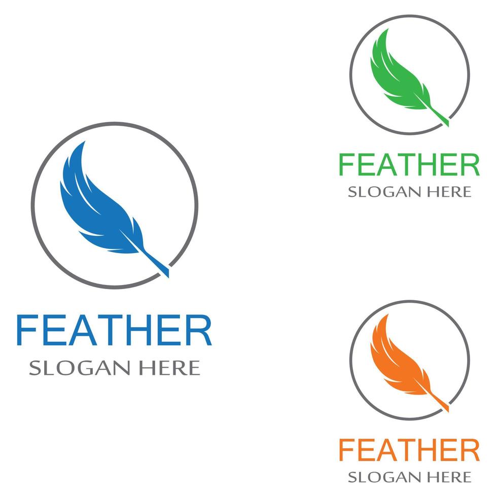 Feather pen Logo template vector