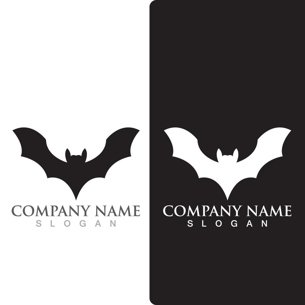 logotipo de animal de murciélago de silueta, animal de mamífero volador. vector