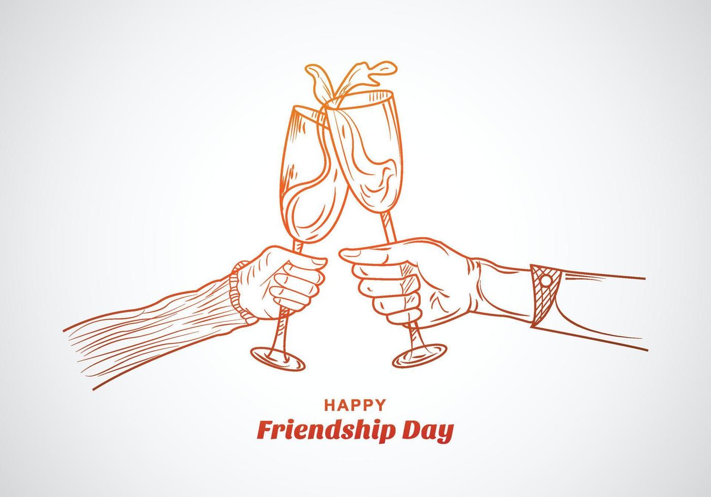 Hand draw sketch friendship day card background vector