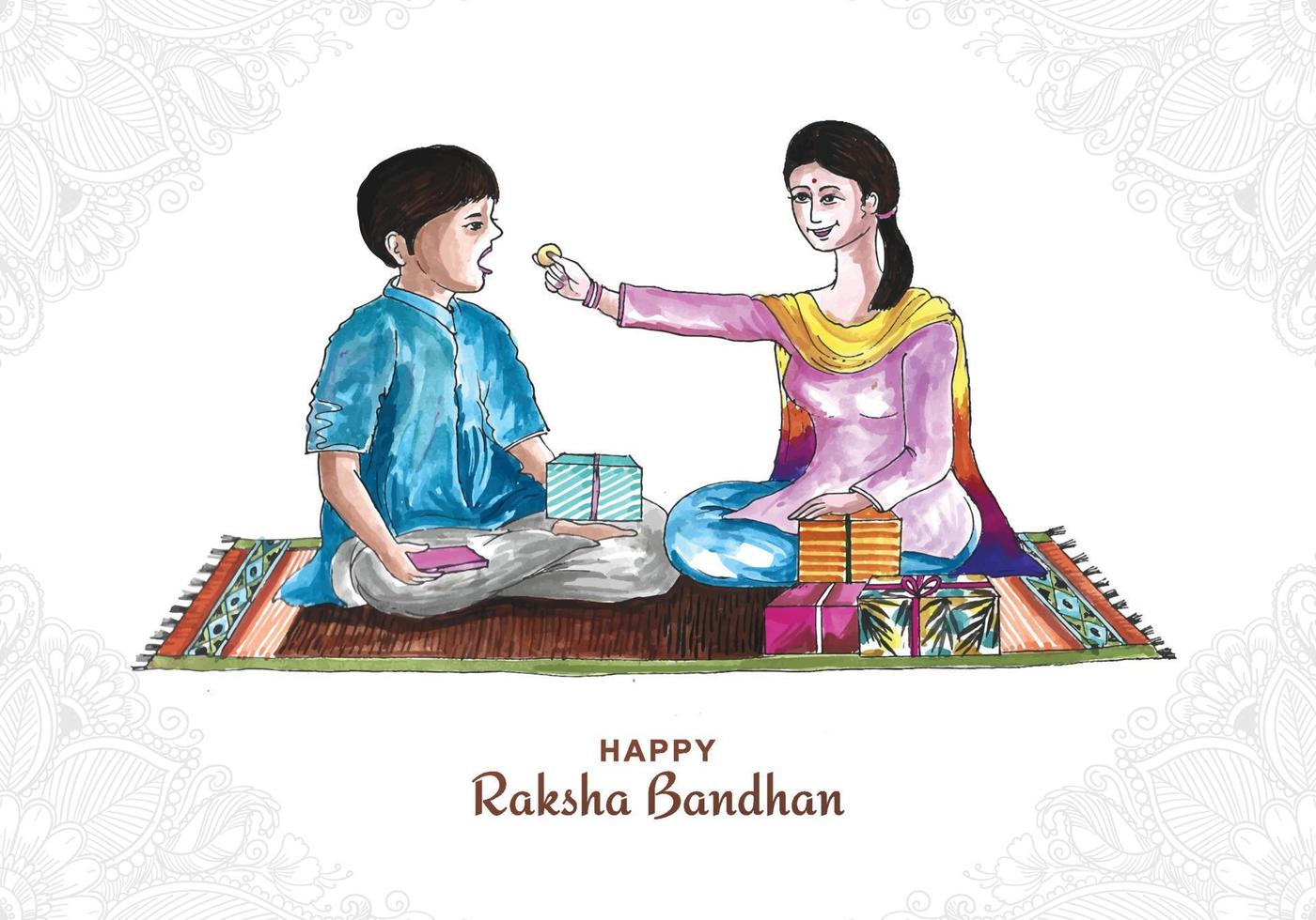 Happy raksha bandhan festival celebration card background vector