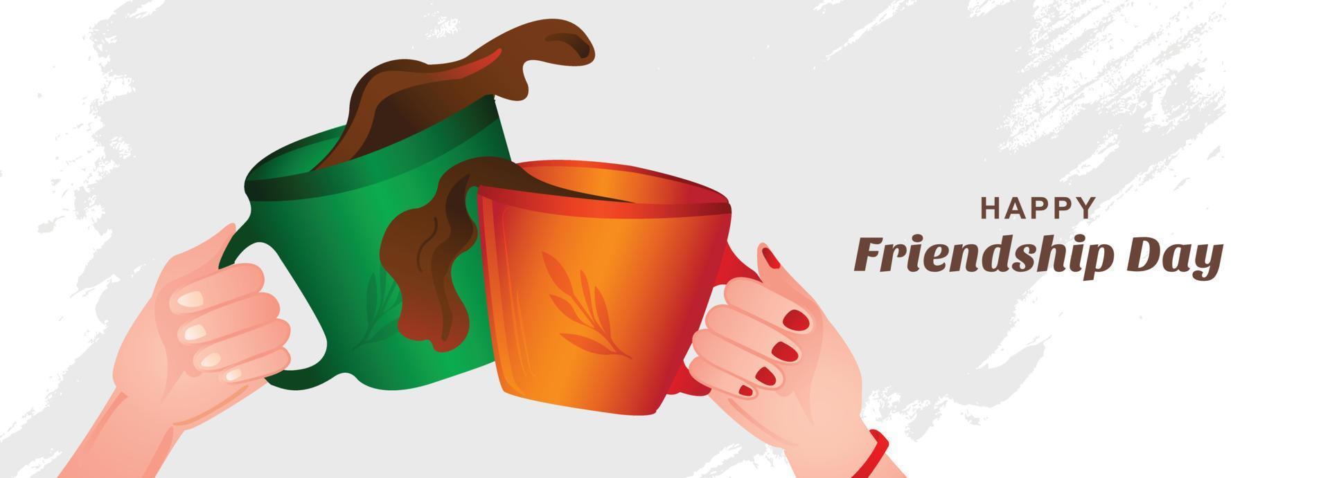 Friendship day background with coffee cup illustration banner background vector