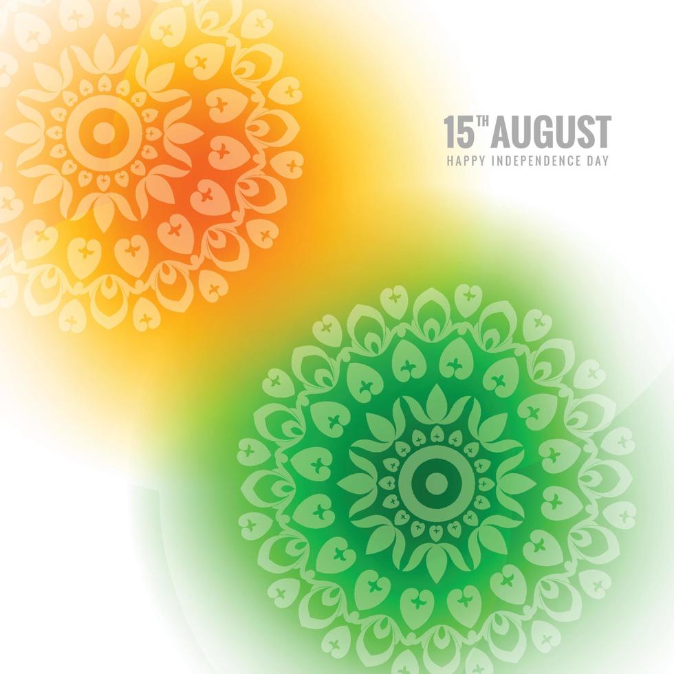 Beautiful tricolor mandala with indian flag celebration card background vector