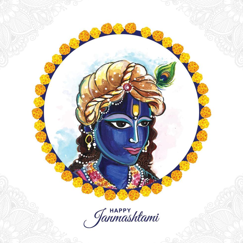 Happy janmashtami festival of india lord krishna beautiful card ...