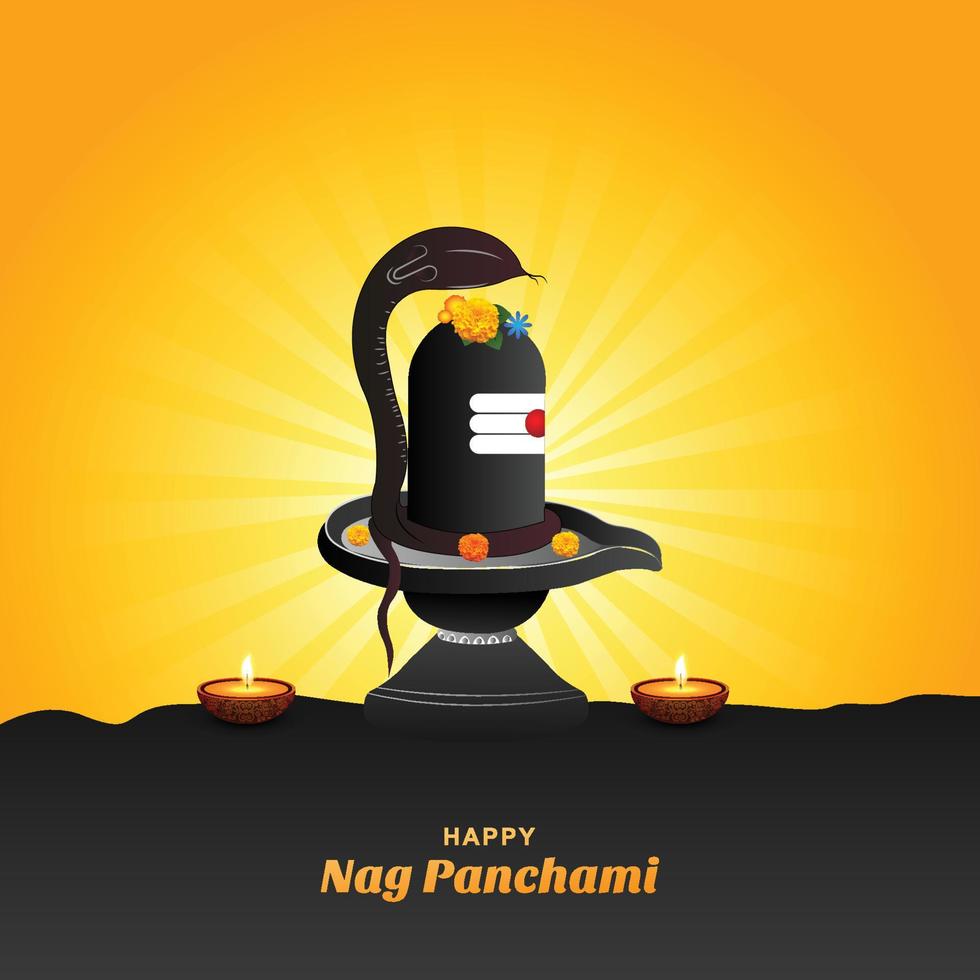 Nag panchami card on indian festival celebration background vector