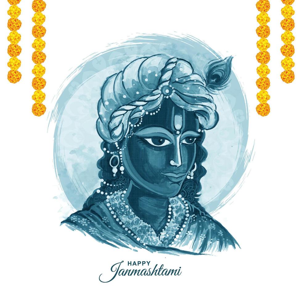 señor krishna janmashtami fondo de tarjeta de festividad religiosa vector