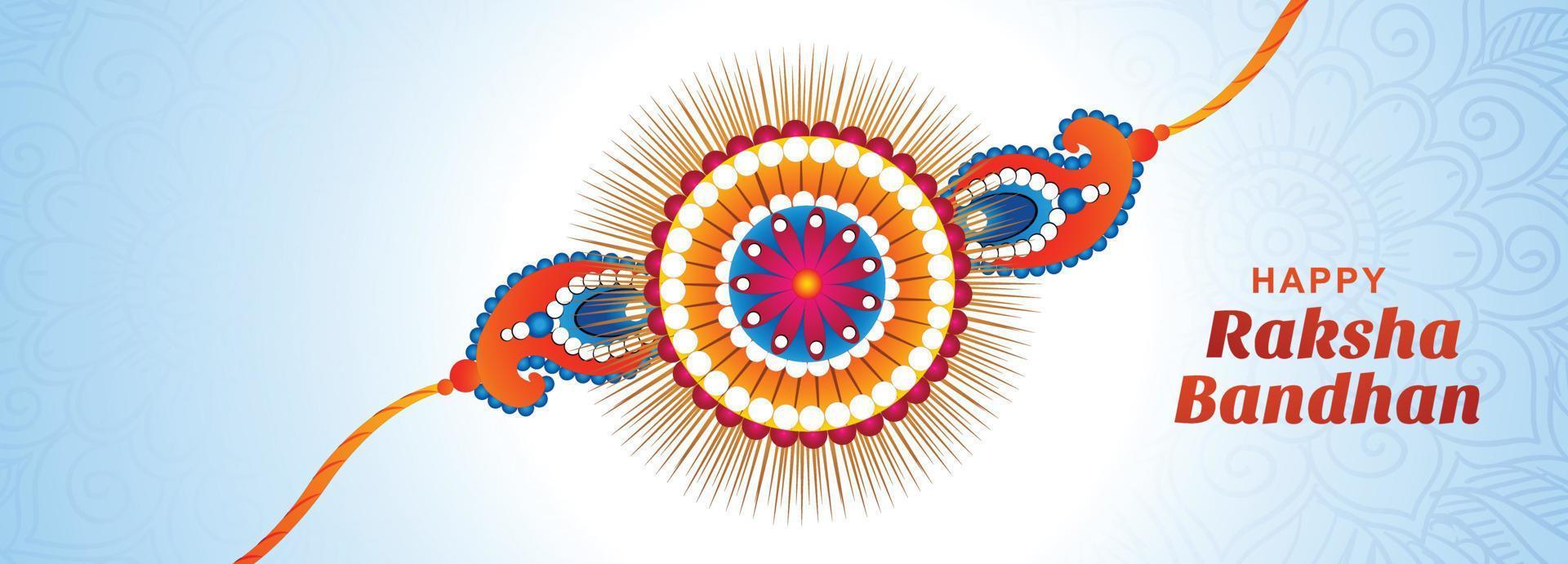 Decorative rakhi for happy raksha bandhan celebration card banner background vector