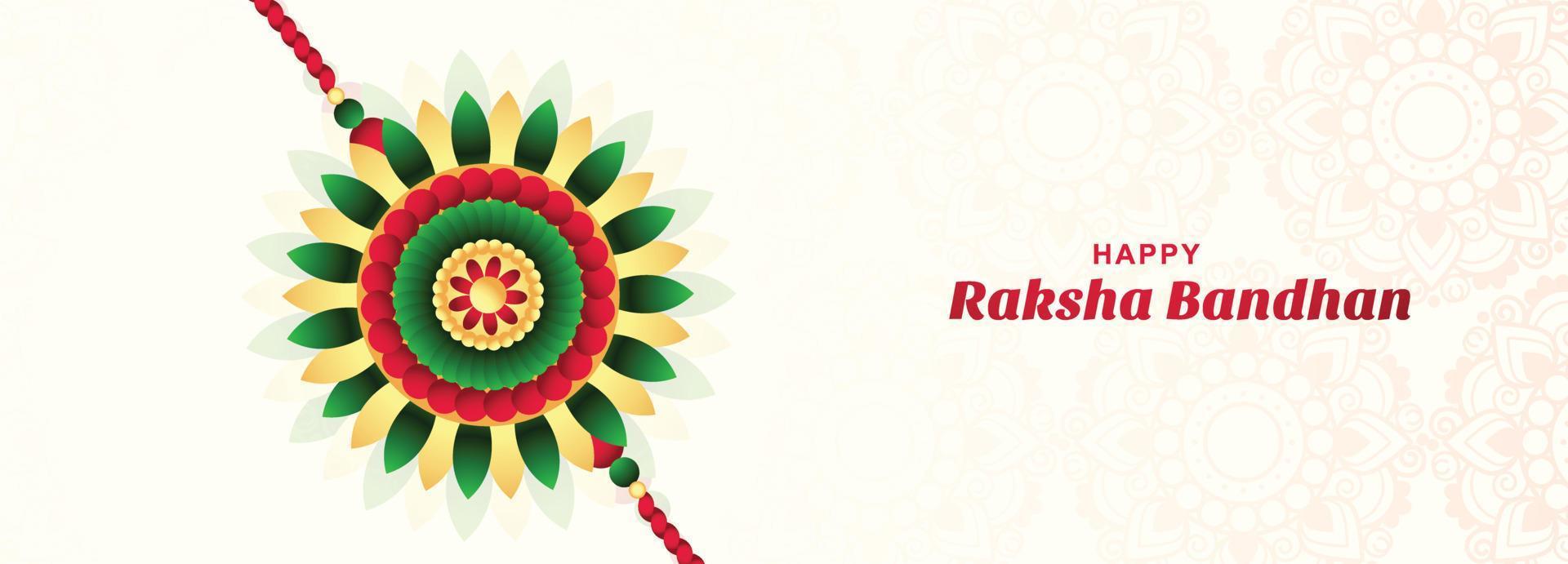 Happy raksha bandhan on decorative rakhi festival card banner design vector