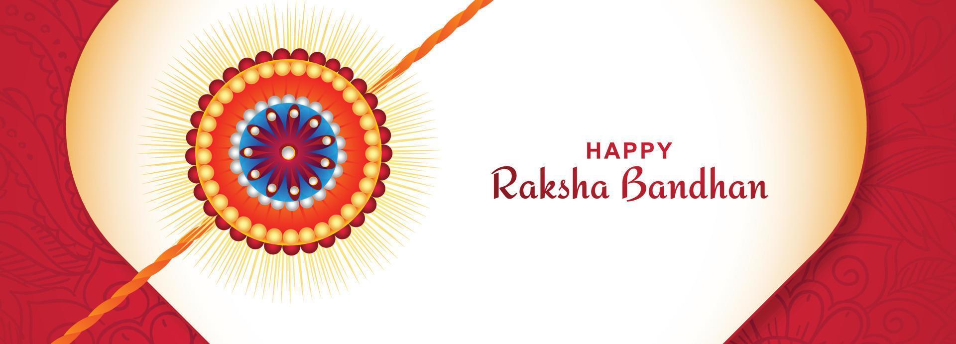 Happy raksha bandhan on decorative rakhi festival card banner design vector