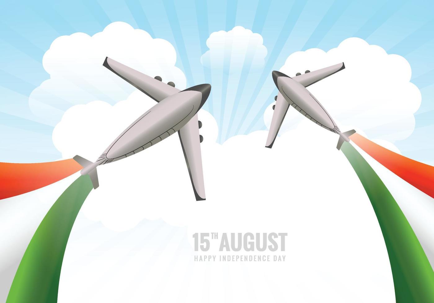 India independence day celebration on 15 august with airplane bacground vector