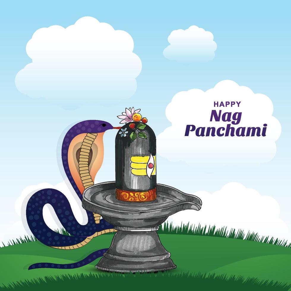 Beautiful card nag panchami on indian festival celebration background vector