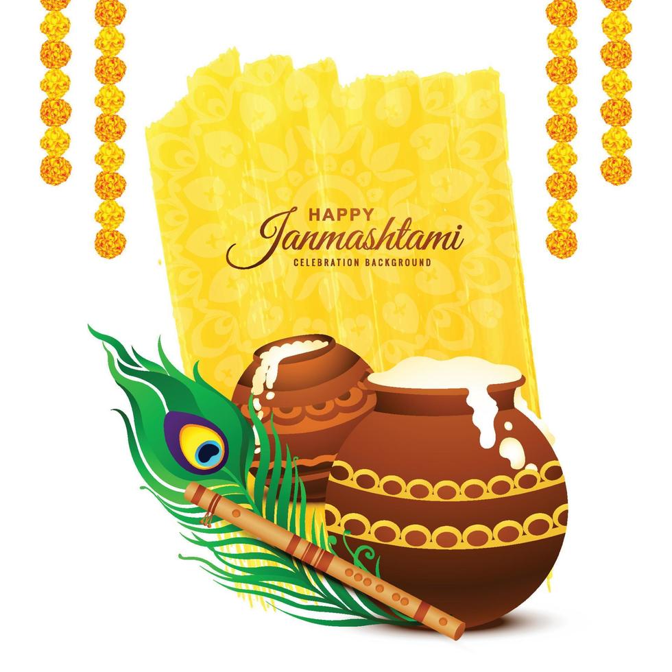 Indian festival of janmashtami dahi handi celebration holiday background vector