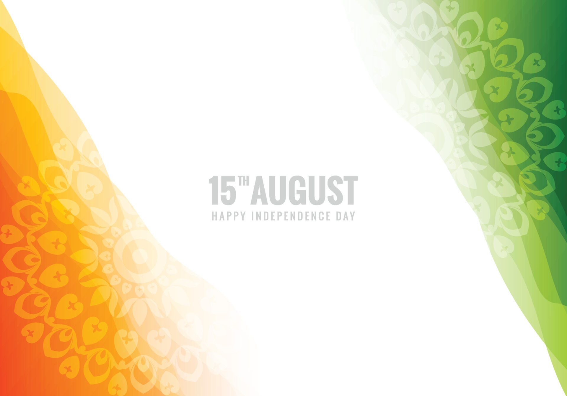 Beautiful tricolor mandala with indian flag celebration card background