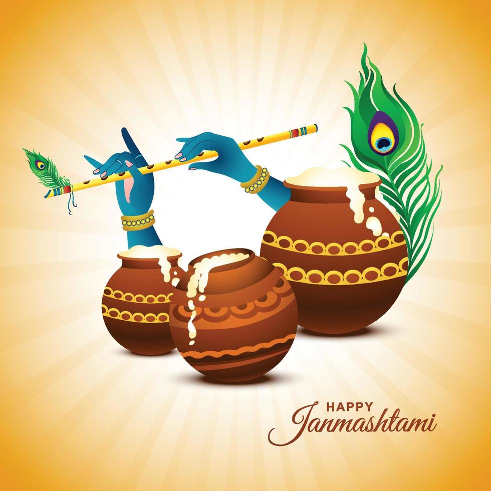 Happy janmashtami festival of india lord krishna playing bansuri background  9967650 Vector Art at Vecteezy