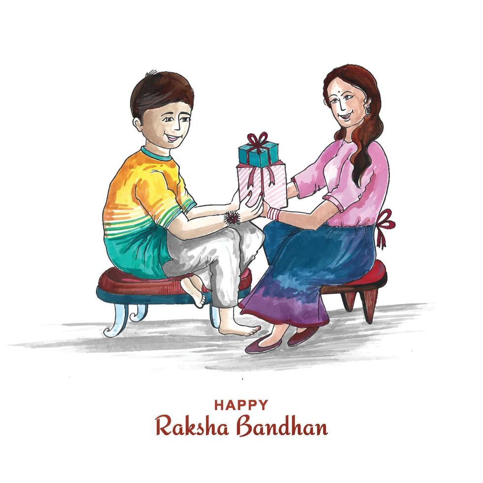 feliz raksha bandhan festival celebración tarjeta fondo vector