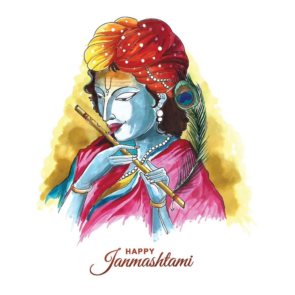 fondo de la tarjeta del festival lord shree krishna janmashtami vector