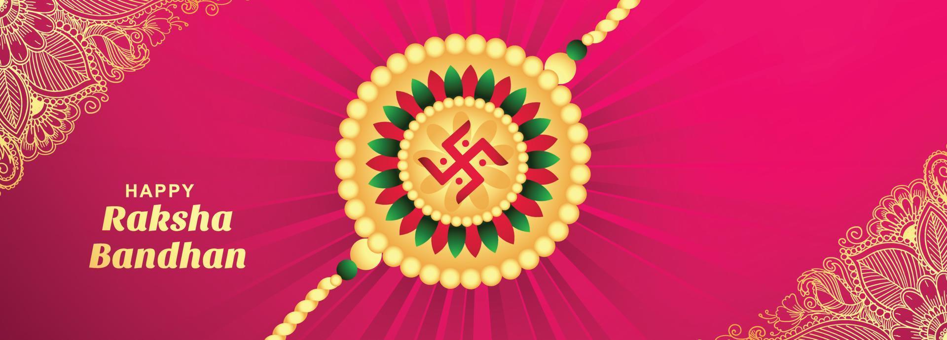 Decorative rakhi for happy raksha bandhan celebration card banner design vector