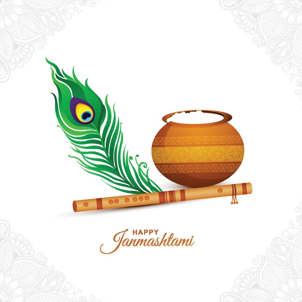 illustration of dahi handi celebration in happy janmashtami holiday card background vector