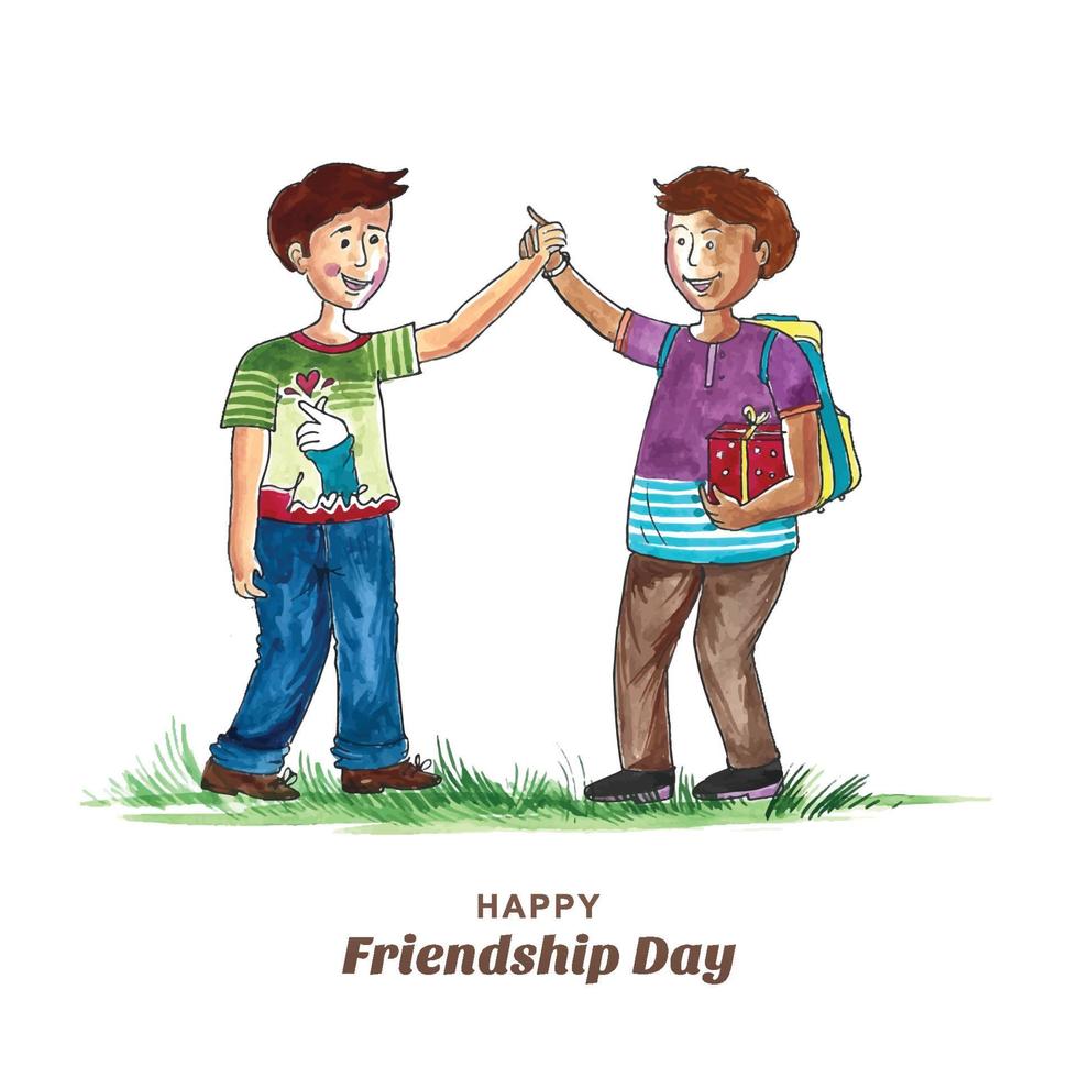 Beautiful card for friendship day hand draw watercolor background ...