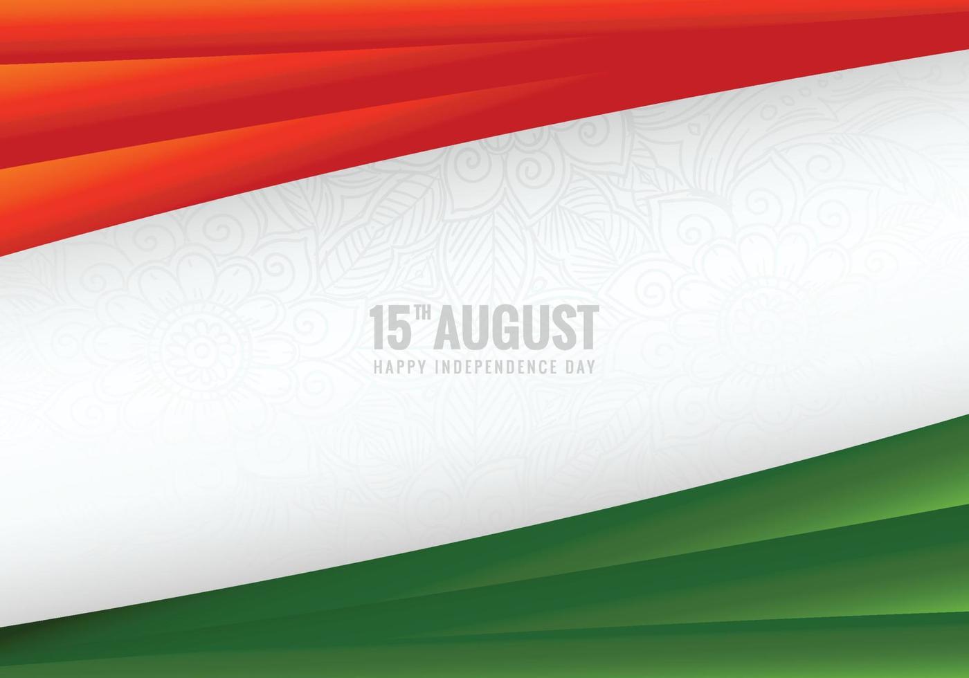 Beautiful tricolor indian flag wave card background vector