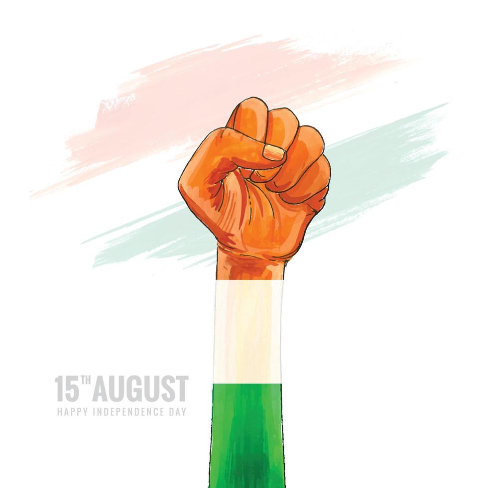 Happy independence day tricolor holding hand background vector